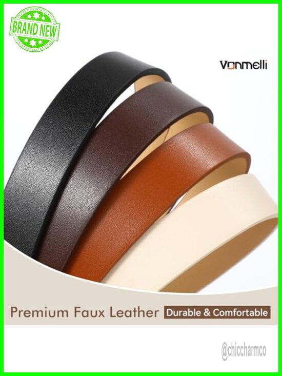 4 Pack Womens Thin Faux Leather Belt Skinny Waist Belts with Gold Buckle main image 4